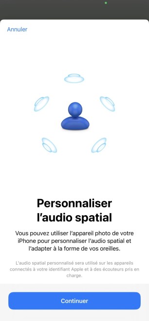 Sous iOS 16, la personnalisation de l'Audio Spatial est automatiquement proposée.